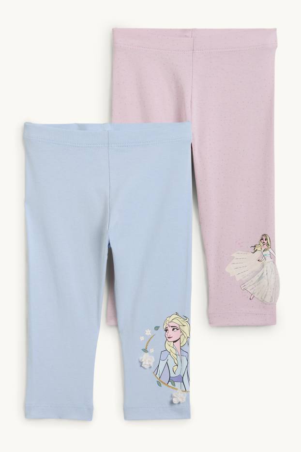 Enfants filles - Lot de 2 - La Reine des Neiges - leggings capri - rose pâle / bleu clair