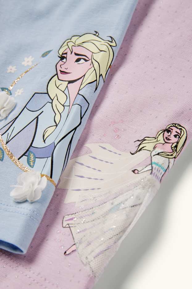 Enfants filles - Lot de 2 - La Reine des Neiges - leggings capri - rose pâle / bleu clair