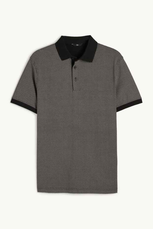 Hommes - Polo - à carreaux - noir