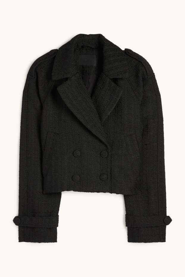 Dámské - Krátká bunda - strukturovaná - černá