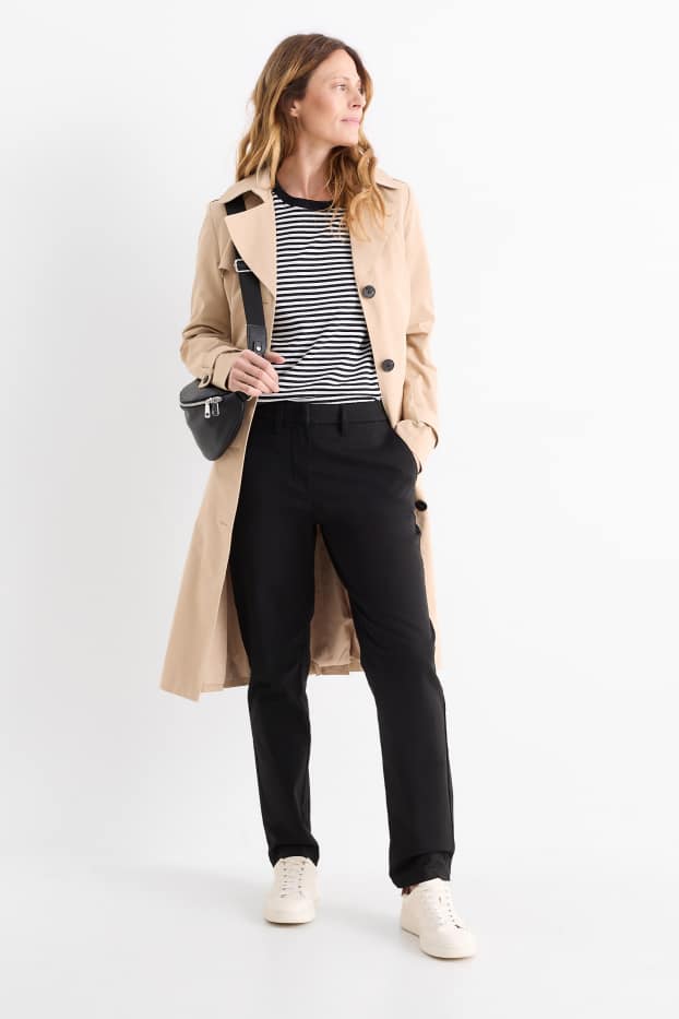 Femmes - Chino - mid waist - tapered fit - noir