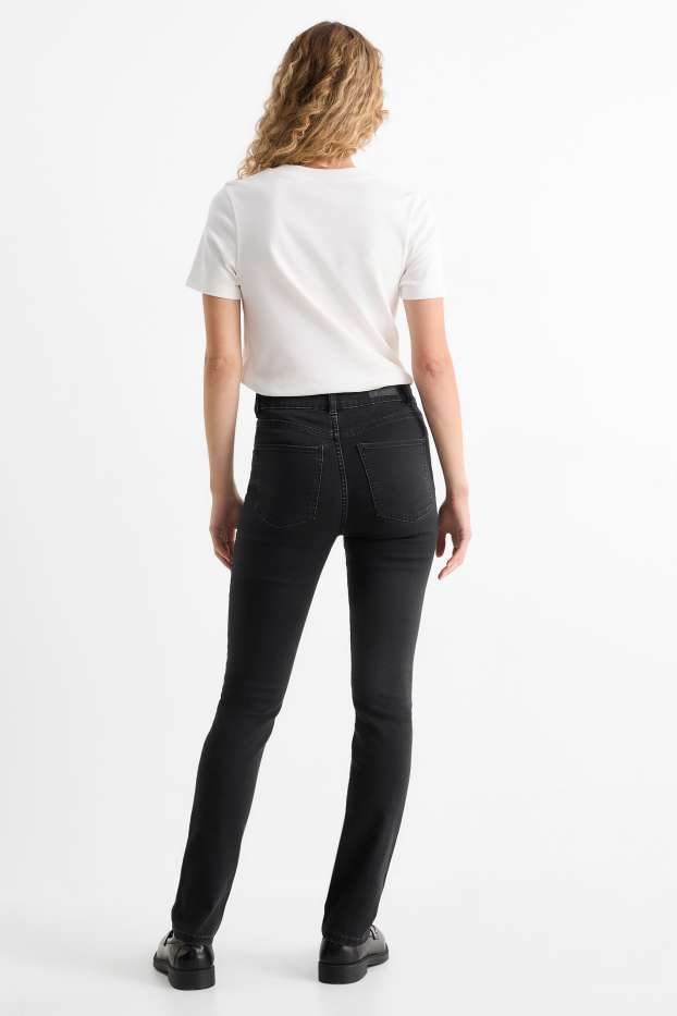 Women - Slim jeans - high waist - denim-dark gray