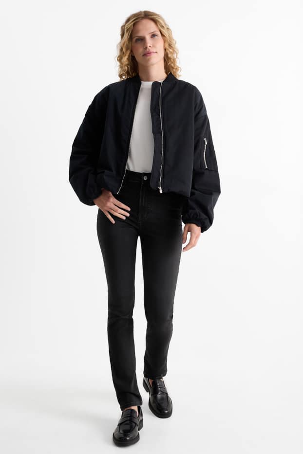 Women - Slim jeans - high waist - denim-dark gray