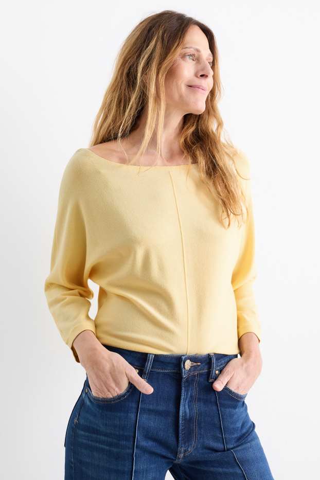 Femmes - Pull en maille fine - jaune