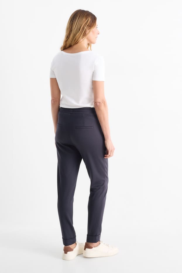 Donna - Pantaloni di jersey - vita media - tapered fit - blu scuro
