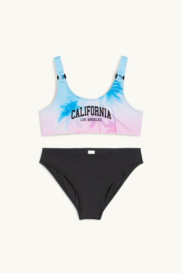 Děti - dívky - Motivy palem - bikiny - LYCRA® XTRA LIFE™ - 2dílné - černá