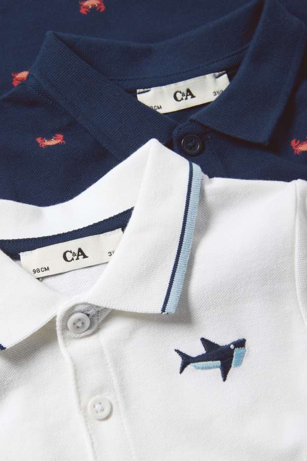 Enfants garçons - Lot de 2 - animaux marins - polos - bleu foncé