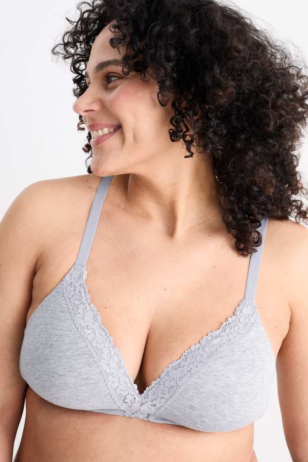 Donna - Confezione da 2 - reggiseno senza ferretti - imbottito - grigio chiaro melange