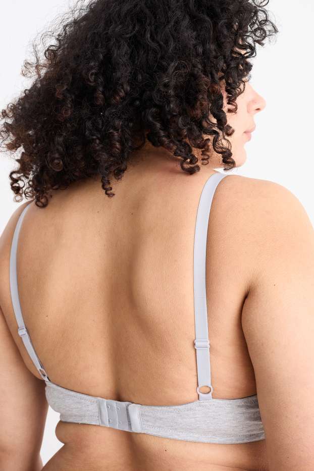 Donna - Confezione da 2 - reggiseno senza ferretti - imbottito - grigio chiaro melange