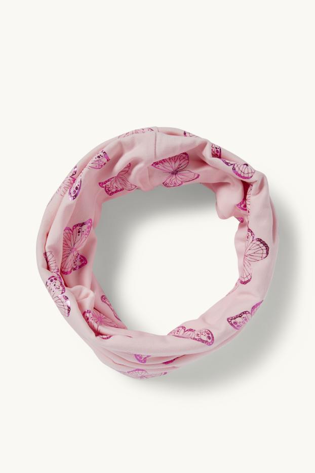 Kinderen: meisjes - Vlinder - colsjaal - roze