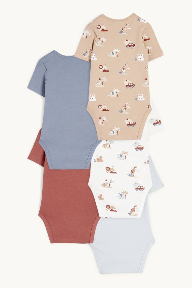 Baby Buben - Multipack 5er - Wildtiere - Baby-Body - taupe