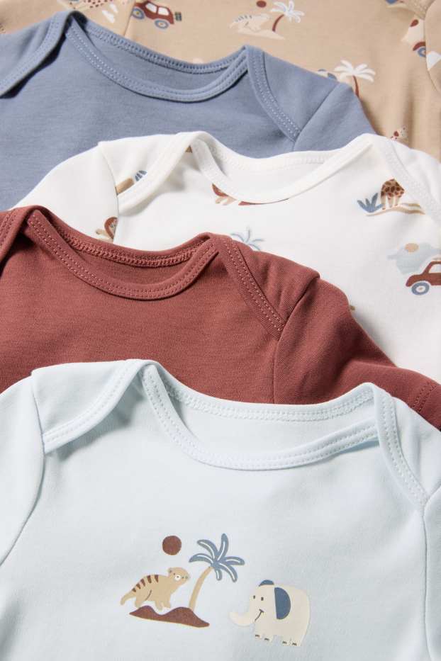 Baby Buben - Multipack 5er - Wildtiere - Baby-Body - taupe