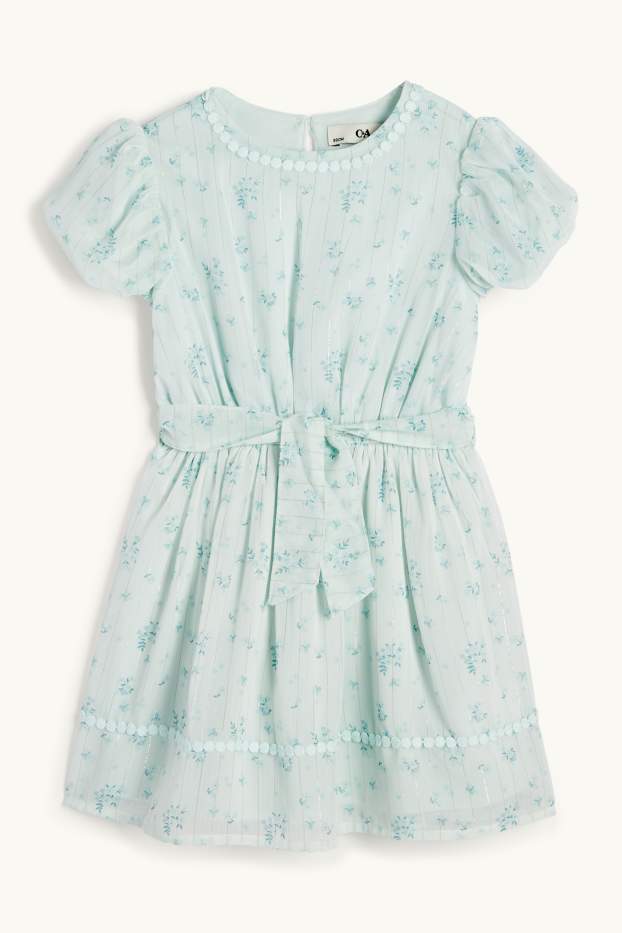 Children Girls - Dress - floral - mint green