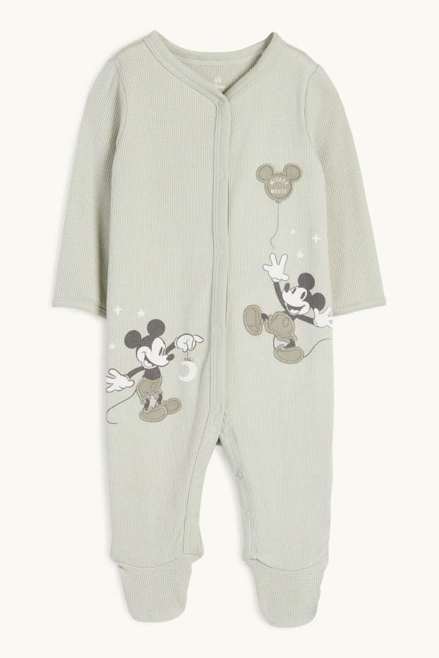 Baby Boys - Mickey Mouse - baby sleepsuit - textured - light green