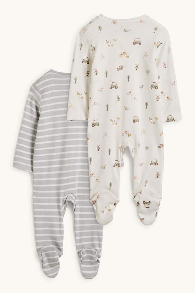 Miminka - chlapci - Multipack 2 ks - motivy oveček a traktorů - pyžamo pro miminka - světle šedá