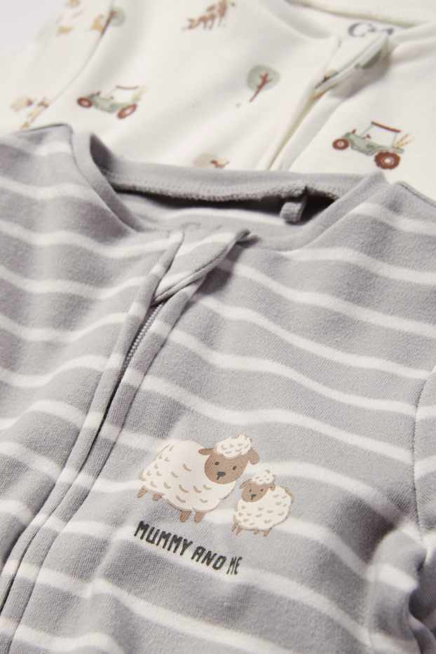 Miminka - chlapci - Multipack 2 ks - motivy oveček a traktorů - pyžamo pro miminka - světle šedá