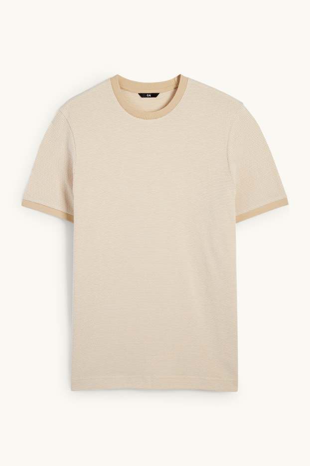 Home - Samarreta de màniga curta - regular fit - texturada - beix