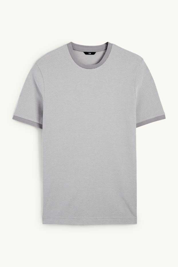 Men - T-shirt - regular fit - textured - gray