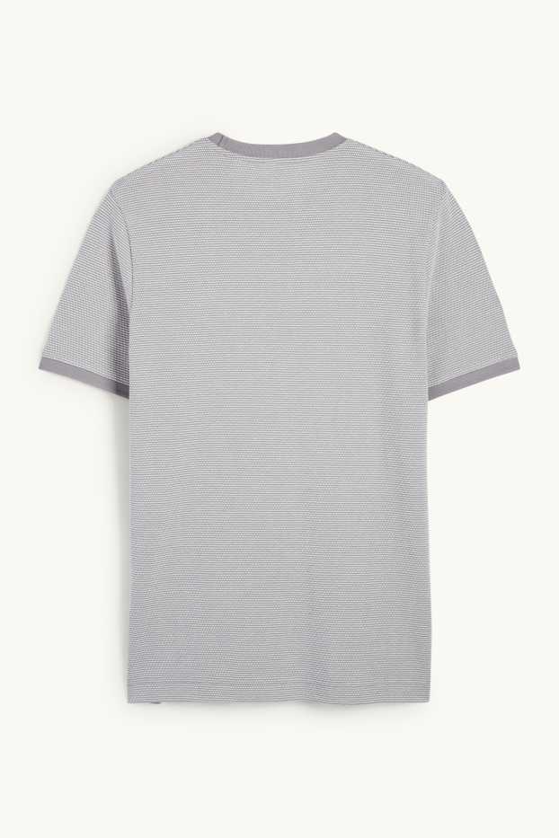 Men - T-shirt - regular fit - textured - gray