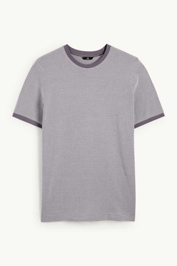 Herren - T-Shirt - Regular Fit - strukturiert - dunkelgrau