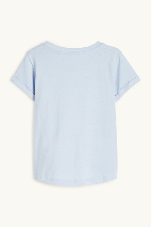 Děti - dívky - Květinový motiv - tričko s krátkým rukávem - světle modrá