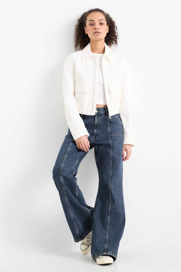 Dámské - Wide flared jeans - mid waist - džíny - modré