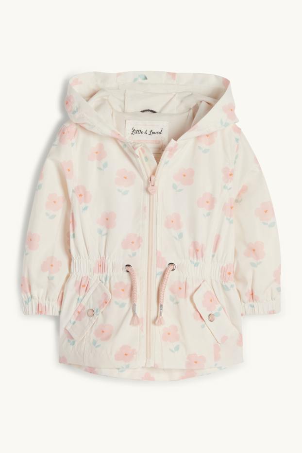 Bébés filles - Veste pour bébé à capuche - à fleurs - blanc crème