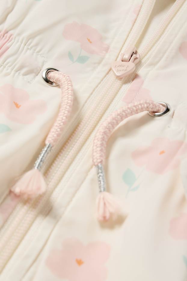 Bébés filles - Veste pour bébé à capuche - à fleurs - blanc crème