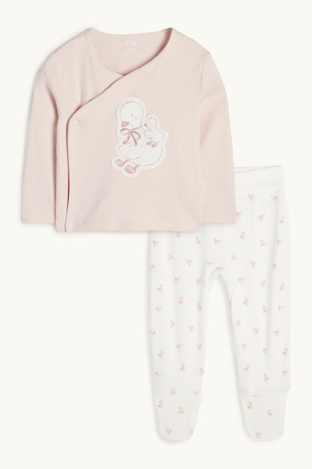 Baby Mädchen - Gans - Erstlingsoutfit - 2 teilig - rosa