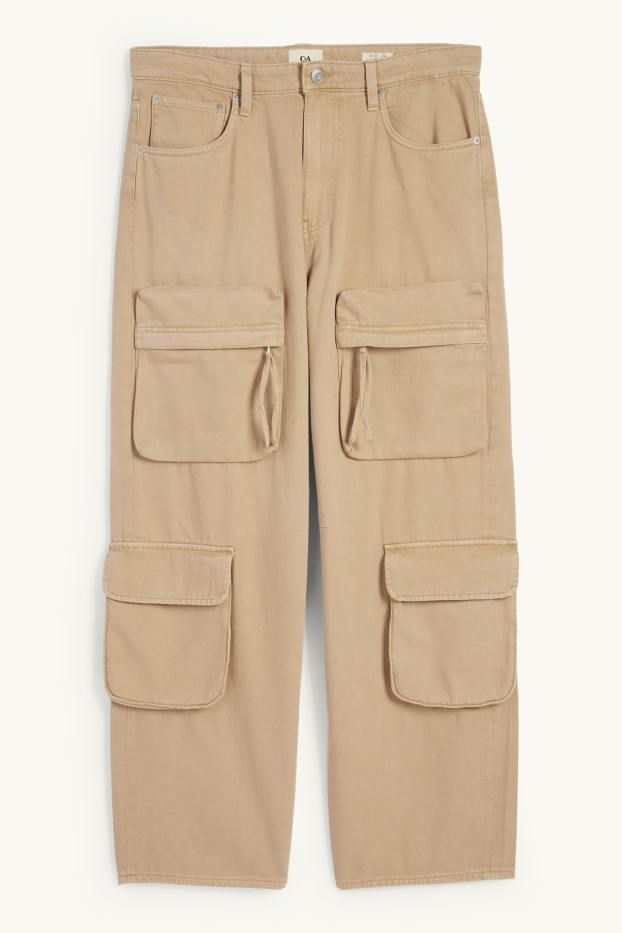 Hommes - Jean cargo - baggy fit - beige