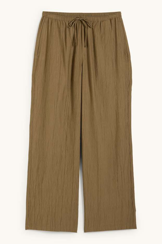 Dames - Pantalon - mid waist - wide leg - kaki