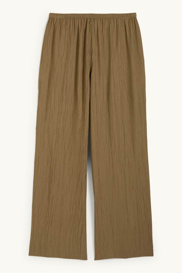 Dames - Pantalon - mid waist - wide leg - kaki