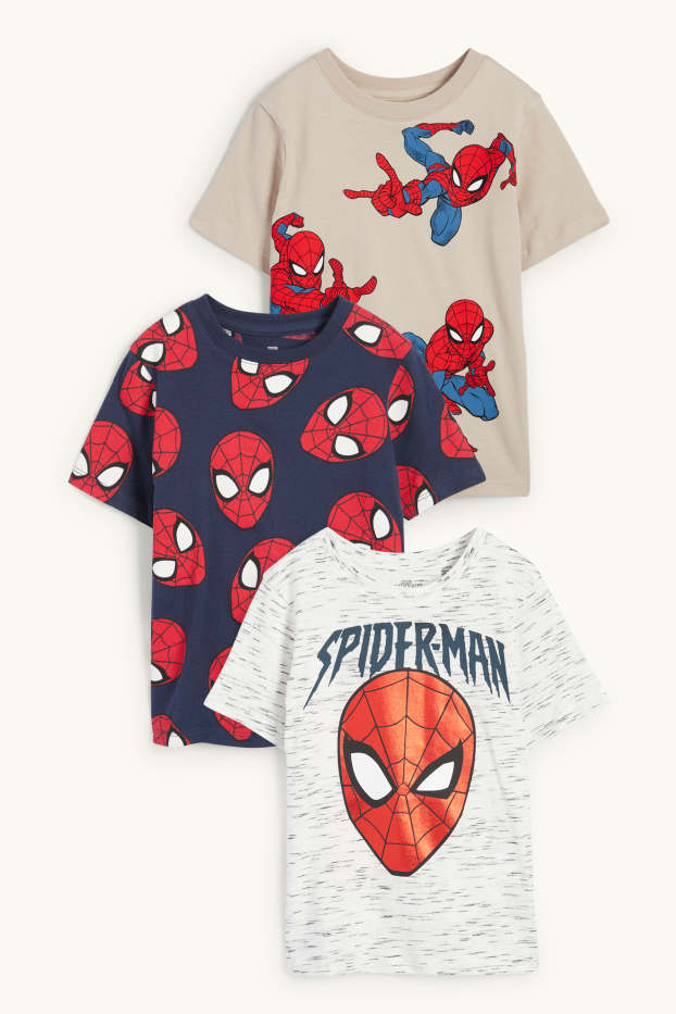 Enfants garçons - Lot de 3 - Spider-Man - T-shirt - bleu / beige