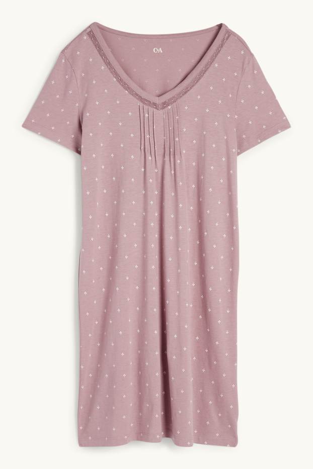 Femmes - Chemise de nuit - à motif - rose foncé