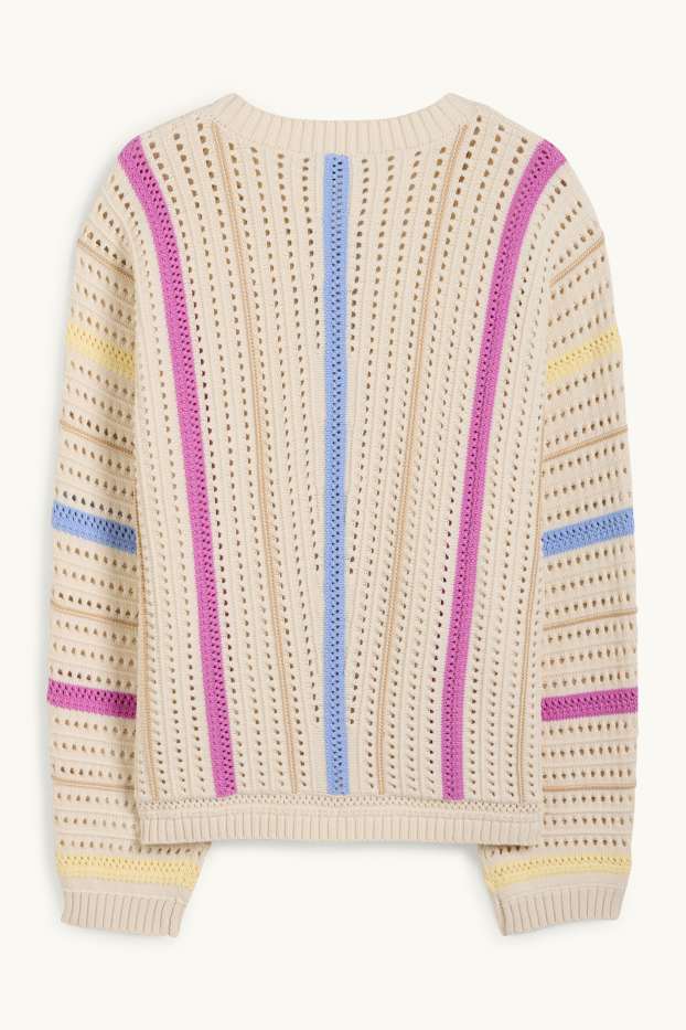 Femmes - Pull - à rayures - beige clair