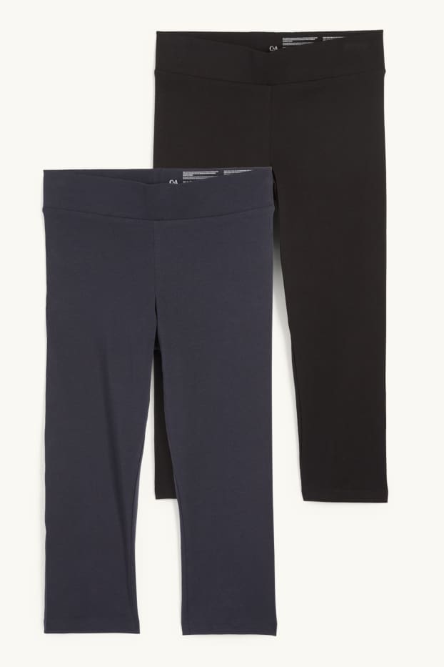 Damen - Multipack 2er - Basic-Capri-Leggings - blau / schwarz