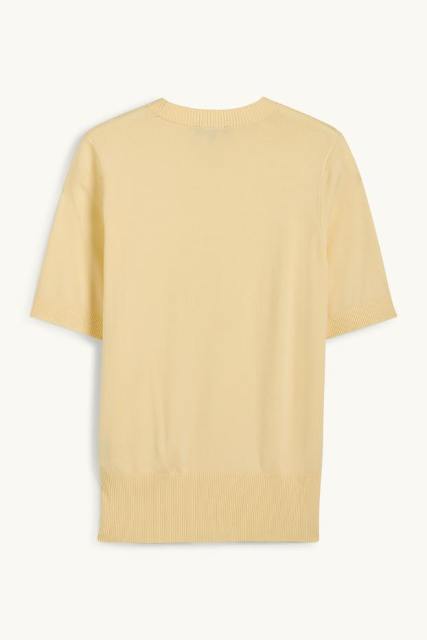 Femmes - Pull en maille - manches courtes - jaune clair
