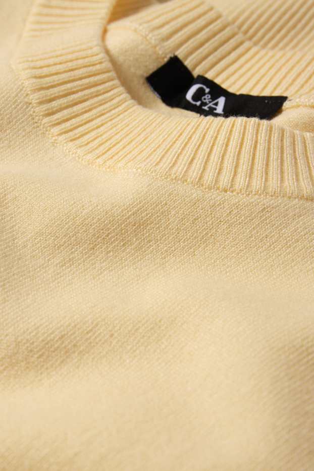 Femmes - Pull en maille - manches courtes - jaune clair