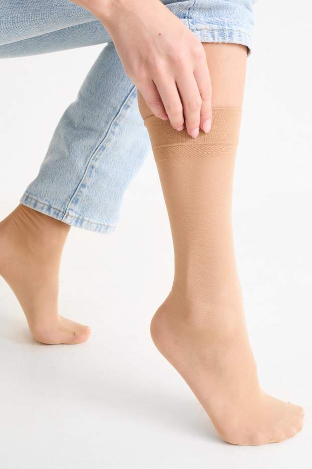 Dames - Set van 3 paar - fijne kniekousen - LYCRA® - 20 DEN - licht beige