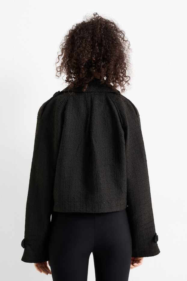 Dámské - Krátká bunda - strukturovaná - černá