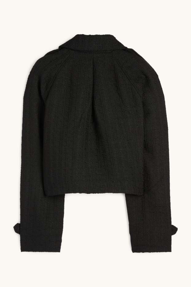 Dámské - Krátká bunda - strukturovaná - černá