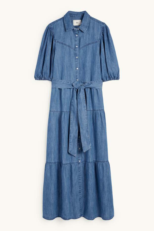 Women - Denim shirt dress - blue denim