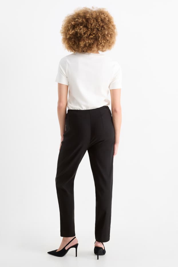 Dona - Pantalons de tela - high waist - slim fit - negre