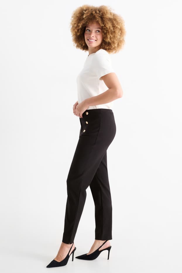 Dona - Pantalons de tela - high waist - slim fit - negre