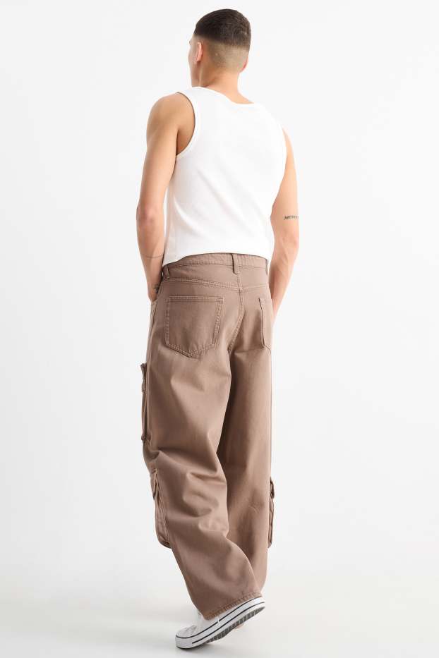 Bărbați - Cargo jeans - baggy fit - maro