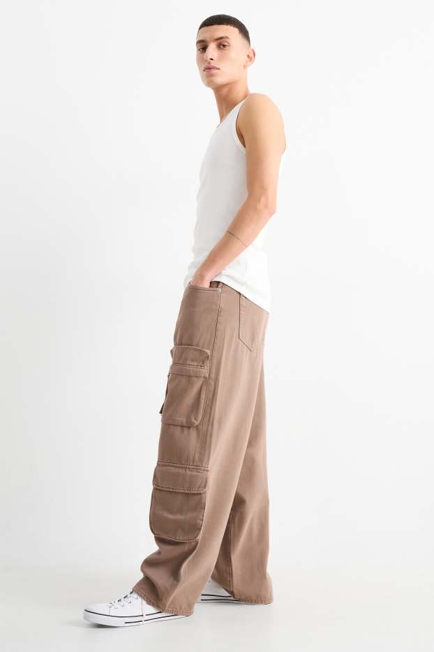 Bărbați - Cargo jeans - baggy fit - maro