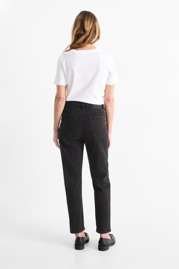 Donna - Mom jeans - vita alta - LYCRA® - nero