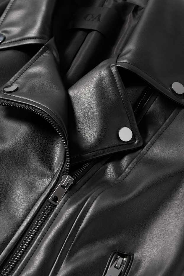 Dames - Bikerjack - imitatieleer - zwart