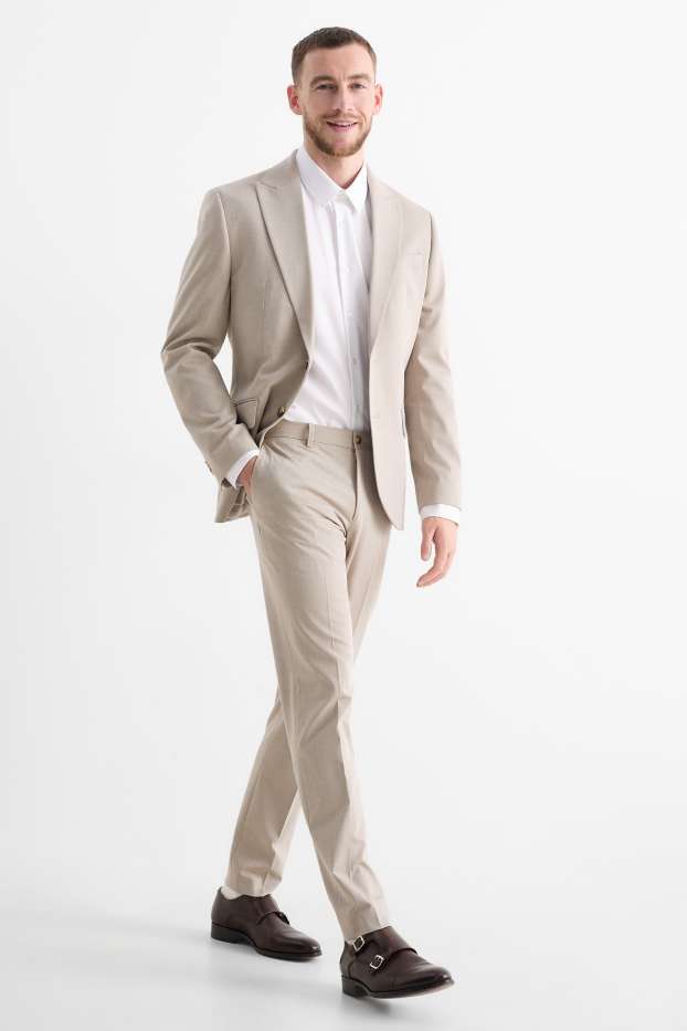 Heren - Broek uit het combi-systeem - slim fit - elastisch - licht beige
