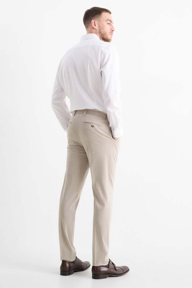 Heren - Broek uit het combi-systeem - slim fit - elastisch - licht beige